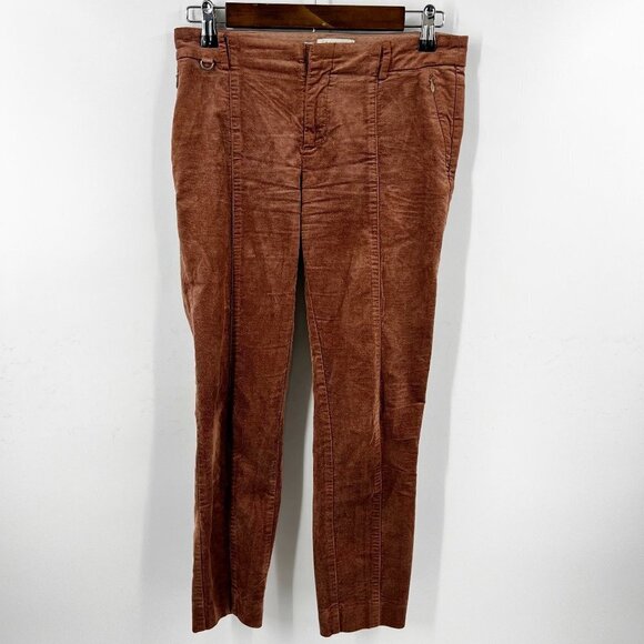 ✅ Anthropologie Essential Slim Velvet Cropped Pants ROSE GOLD SIZE O - Picture 3 of 8